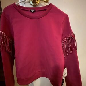 Burgundy Fringe Sweatshirt